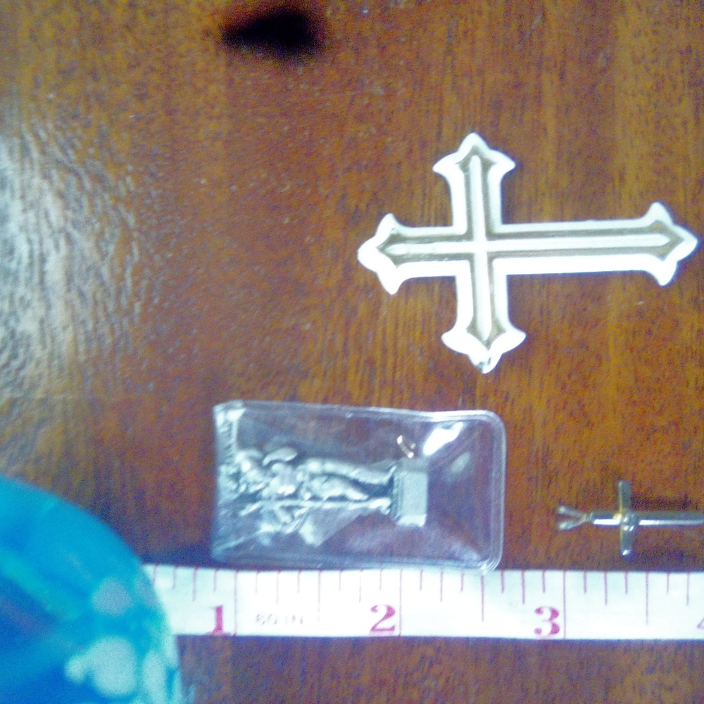 Religious Cross Necklace Pendant - Silver Tone